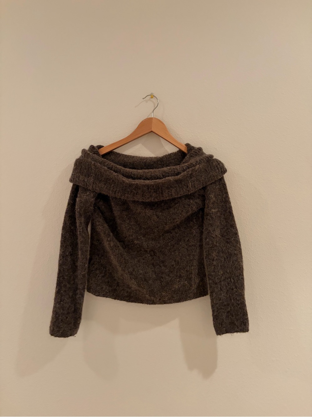 Cozy Dark Brown Off-Shoulder Women's Sweater